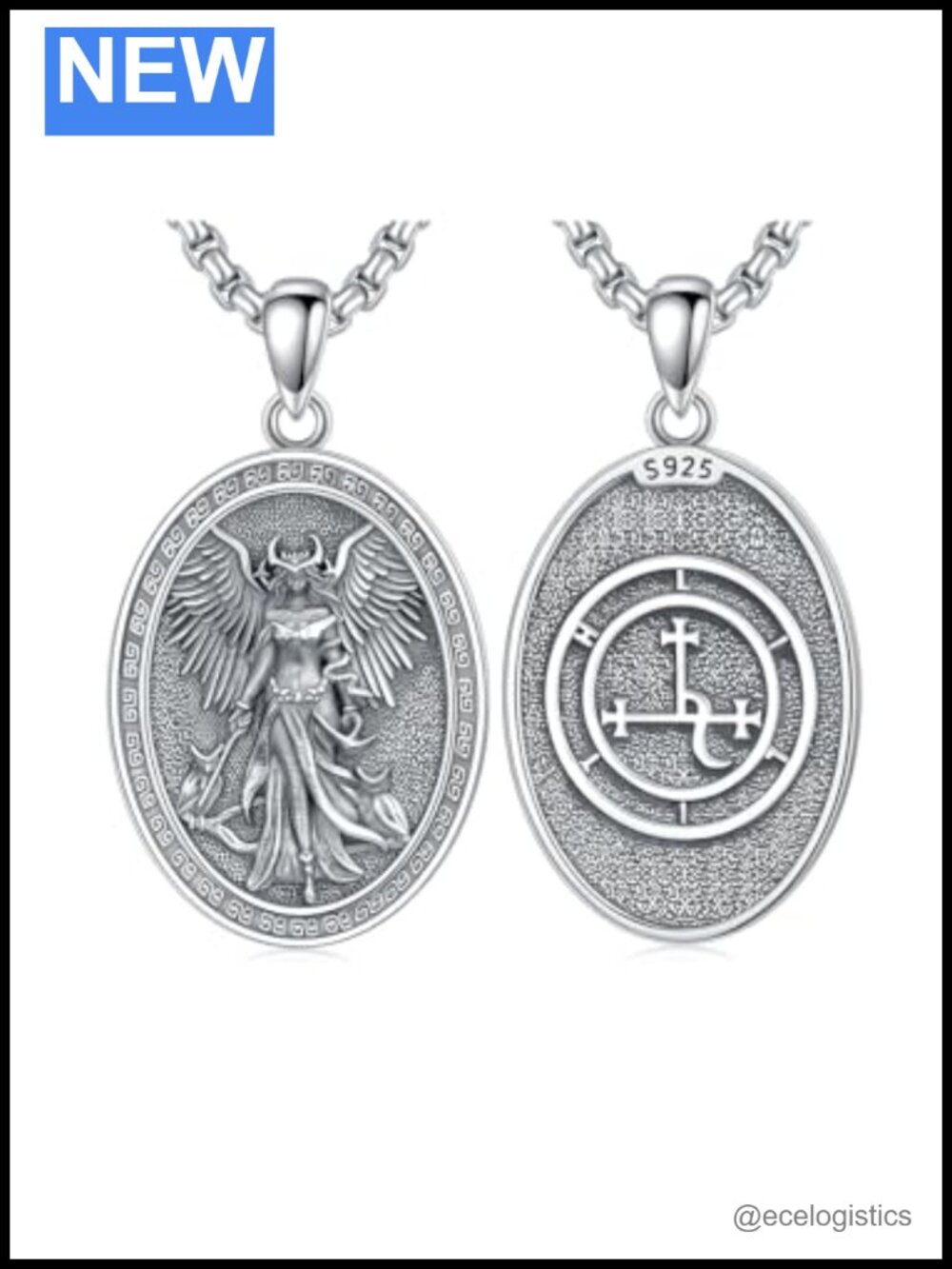925 Sterling Silver Lilith Pendant Necklace 22in Stainless Steel Chain
